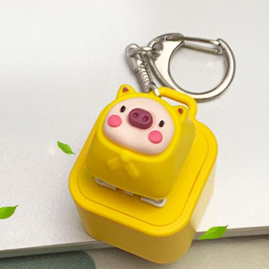 2Pcs Pig Keyboard Fidget Toy with Sound Light Stress Anxiety Relief Rechargeable Frog Keyboard Clicker Keychain Decompression Button Sensory Toy