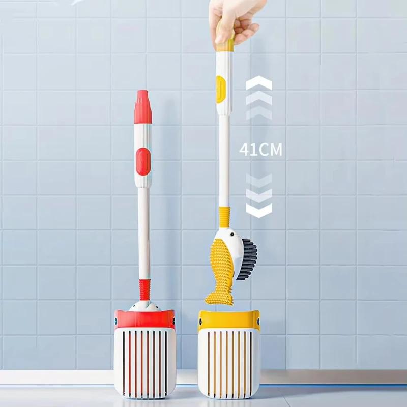 Cepillo de Inodoro de Silicona de Ballena con Chorro, Limpieza de 360 Grados, Montado en la Pared con Agujero para Colgar Herramienta de Baño