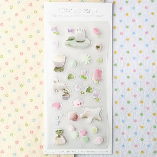 Choose 1 of the 2nd 4 Types of Eye Leaves with Six Cats Stickers, a Popular Phrase In Korea