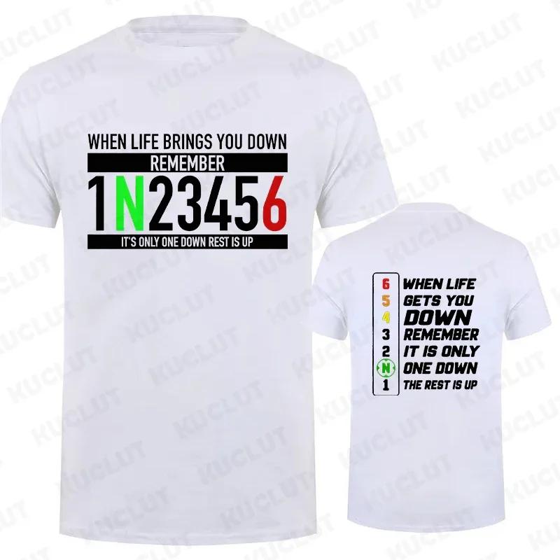 Motorcycle Gear Graphic T Shirts for Men Classic Male Tshirts When Life Gets You Down Print Tees Men Oversized Y2k Clothing