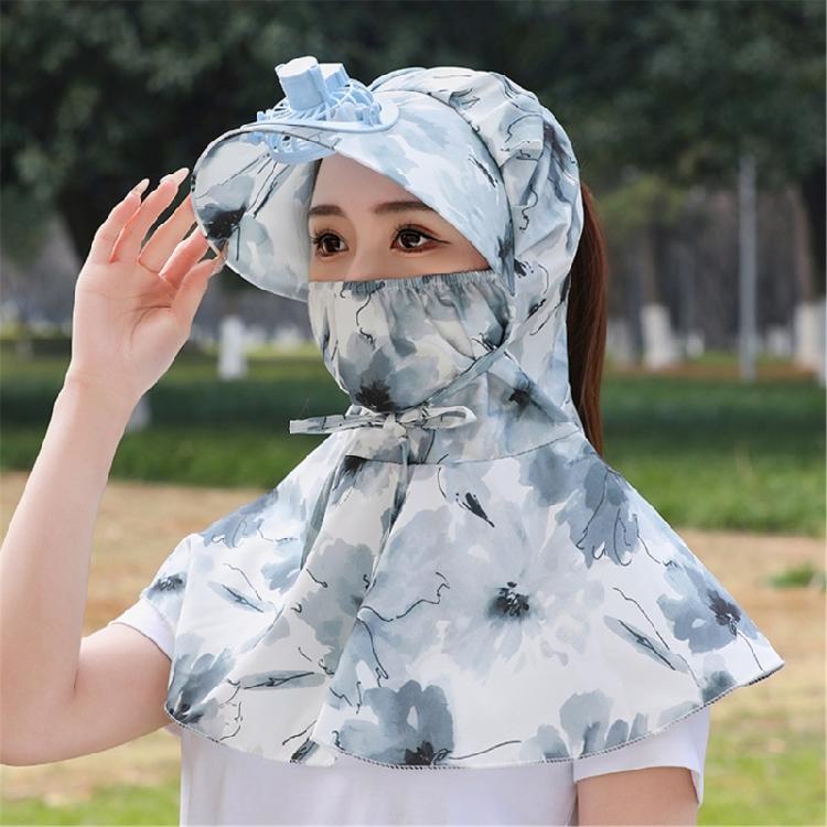 Summer Sun Hat with Fan for Women Girls Neck Flap Adjustable Hat Sunshades