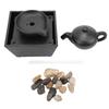 Floating Teapot Water Fountain Ornament Indoor Tabletop Waterfall Decoration with LED Light Stones Home Office Table