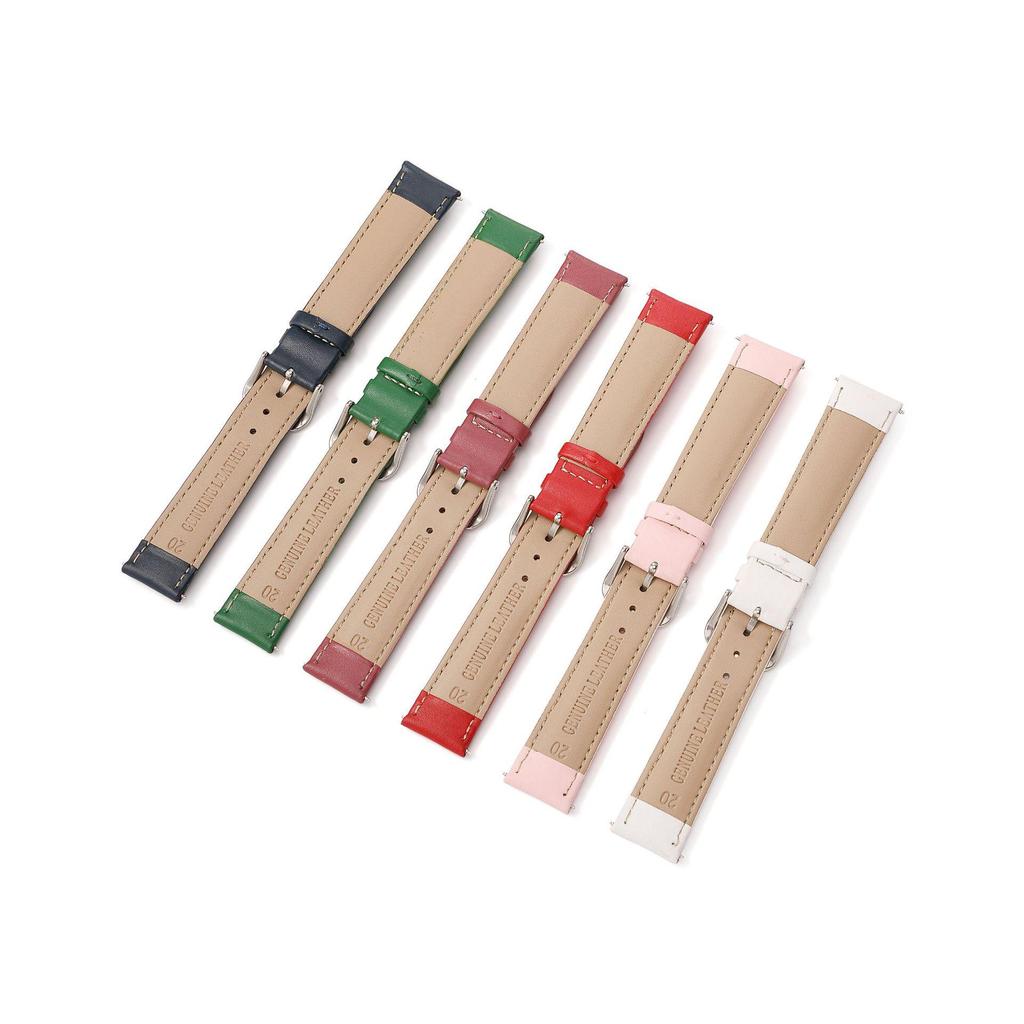 Echtleder Uhrenarmbänder mit schlichter Dornschließe - Oberste Schicht in Rot, Weiß, Blau, Lila, Rosa für Damen & Herren