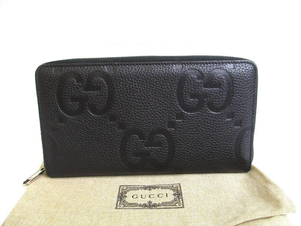 

Authentic GUCCI JUmbo GG Black Leather Round Zip Wallet #a821 Refurbished