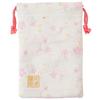 Senshishuin Nishijin Brocade Drawstring Bag White Cherry Blossom Medium Size (Lined) Design,