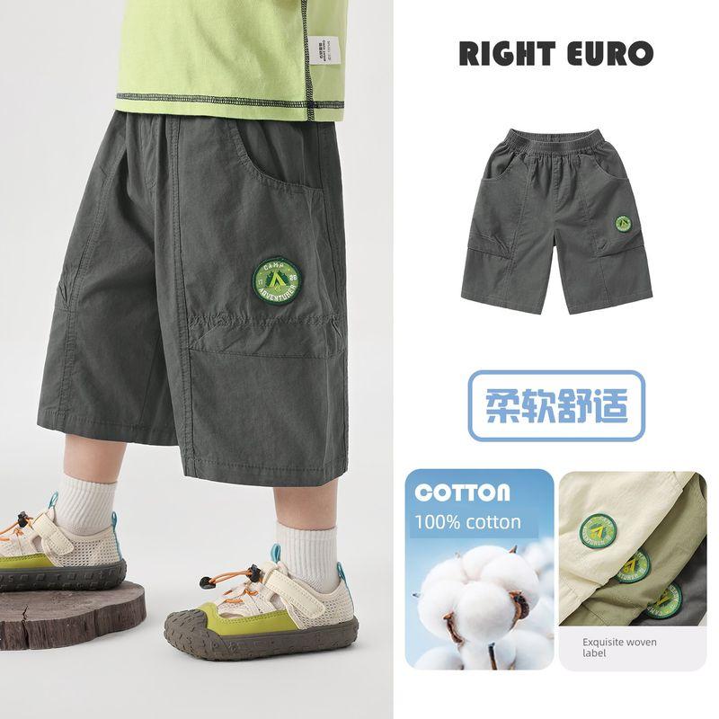 

Right European Style Boys Pure Cotton Thin Six-Point Pants 2026 Summer New Children s Clothing Casual Pants for Kids and Babies Summer Thin Wear Gray 120