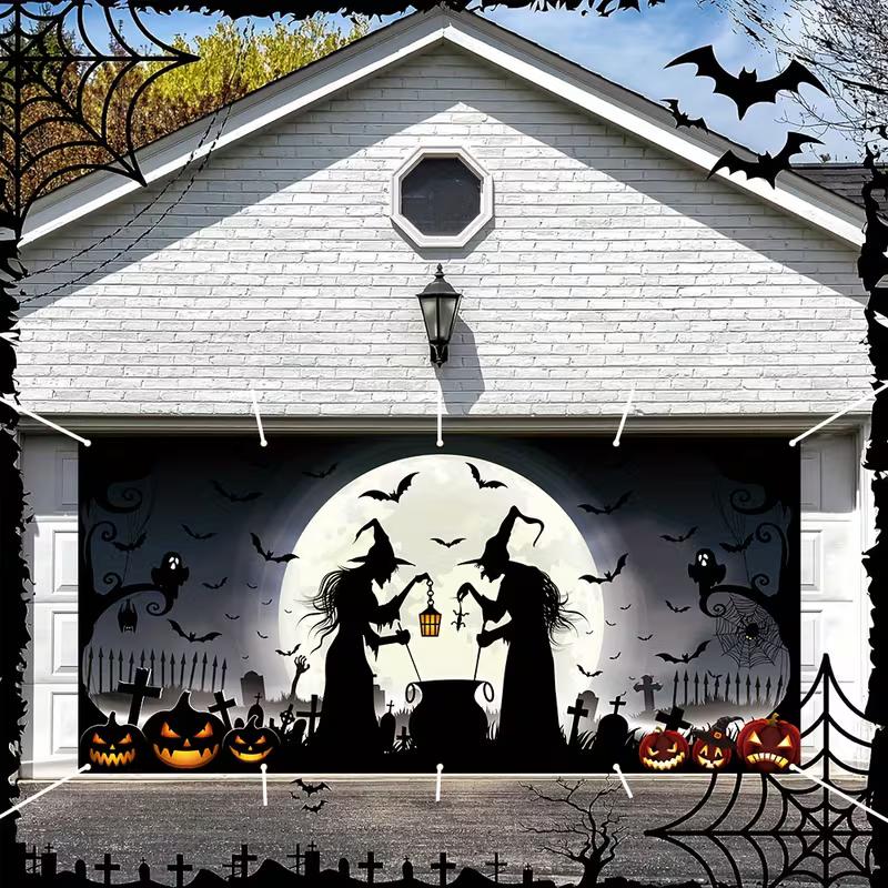 2D Spooky Witches Brewing Potion Backdrop Photo Background 47.2x31.5inch/120*80cm
