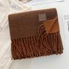 Solid color wool scarf shawl women's autumn and winter senior sense versatile fringed warm scarf couple student