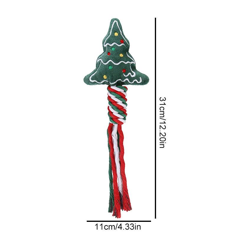 Christmas Pet Dog Chew Toys Braided Cotton Rope Santa Xmas Tree Snowman Gift DH