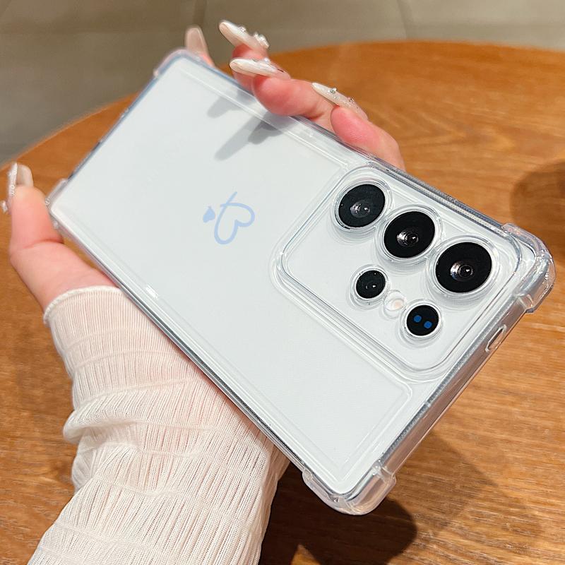 Love Heart Pattern Clear Shockproof Cover For Samsung S25 Edge S24 FE S23 Ultra S22 A56 A36 A16 A55 A35 Soft Silicone Slim Phone Case Shell