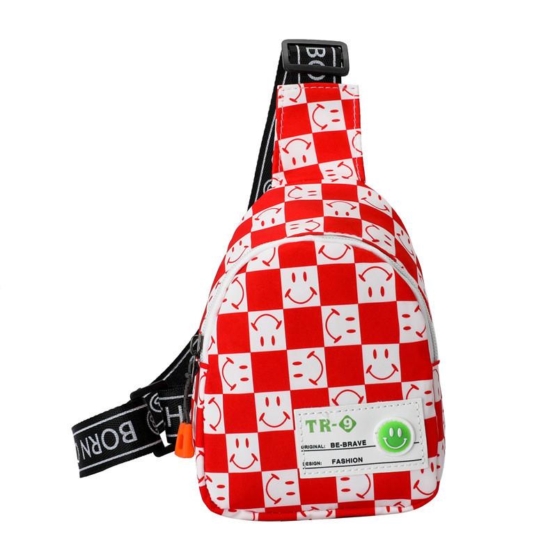 Stylish 2022 Kids Chest Bag For Boys With Trendy Checkerboard And Smile Design In Versatile Colors