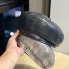 Leather Beret Women's Large Retro All-match Big Head Beret Hat Elegant Face Little Painter Hat