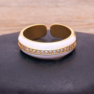 New Arrival 9 Colors Enamel Adjustable Opening Zircon Ring For Women Wedding Party Jewelry Trendy Candy Stackable Finger Ring