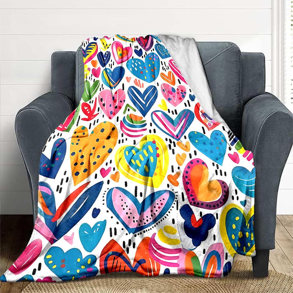 1pc Colorful Hearts Blanket Warm, Cozy, And Soft, Suitable for Sofas, Beds, Cars, And Office Use.Perfect for Camping And Travel, Making It a Great Gif
