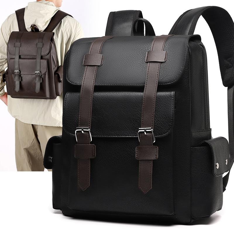 Fashion Luxury Men Backpack Waterproof PU Leather Travel Bag Man Large Capacity Teenager Male Mochila Laptop Backpacks