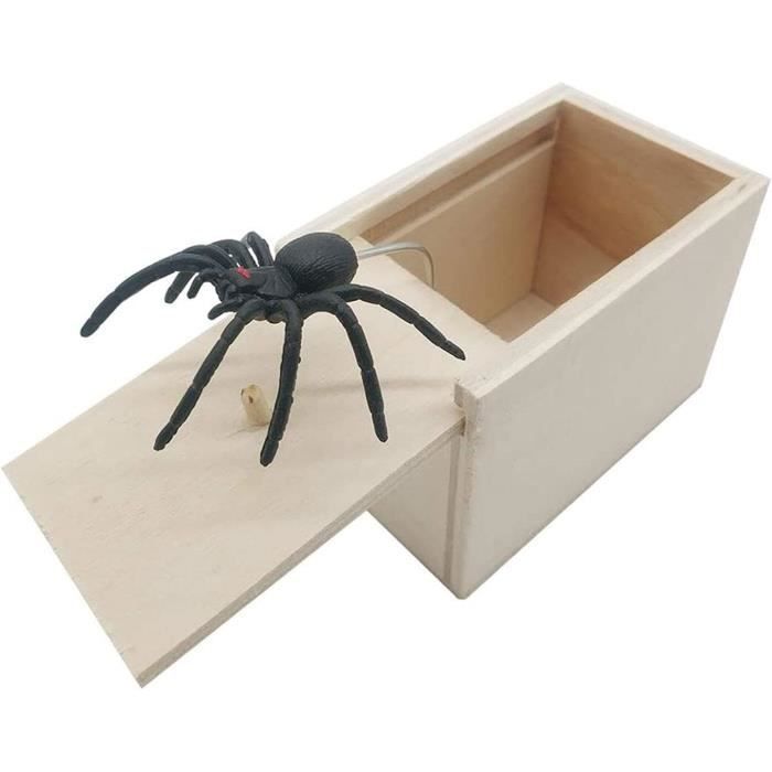 2pcs,Boite Surprise Araignee Spider Box, Fausse Araignée Prank, Boîte De Blagues en Caoutchouc D'araignée, Boîte Araignée en Bois