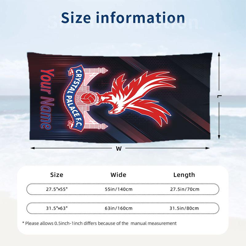 Beach Towel Crystal Palace Print Custom Name Text Soft Towel for Swimming Pool