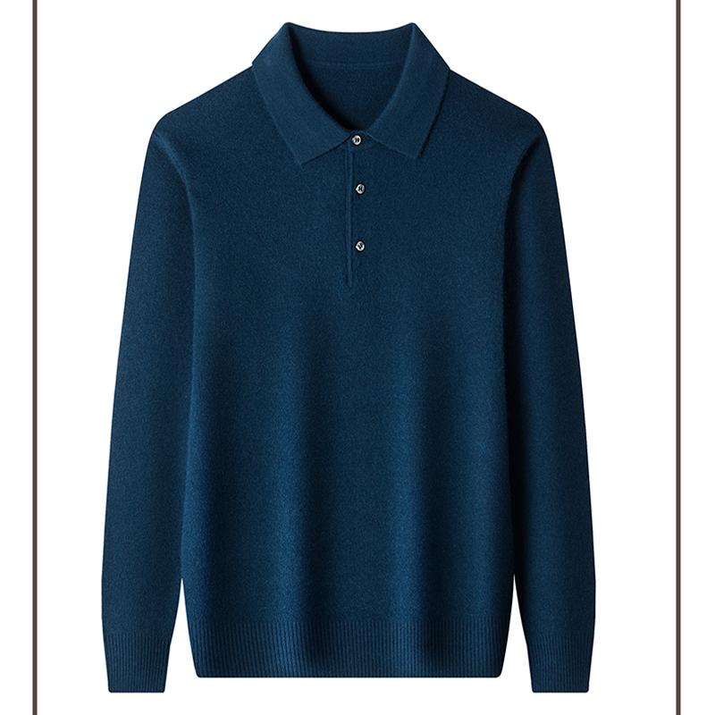 Men'S Knitted Polo Shirt, Warm Long Sleeved Sweater, Comfortable, Casual, Multi-Color, Business, Autumn And Winter, New Style,