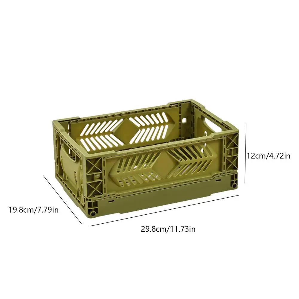 

5 л Складной пластиковый ящик для хранения Ящик для хранения Штабелируемая настольная косметическая корзина Сверхпрочный хозяйственный ящик с ручками для игрушек зелёный