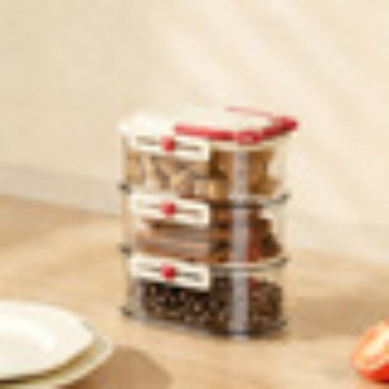 

Кухонный ящик для хранения специй - Для домашнего использования, штабелируемый, сохраняющий свежесть, герметичный, контейнер для хранения приправ Three layers молочный белый