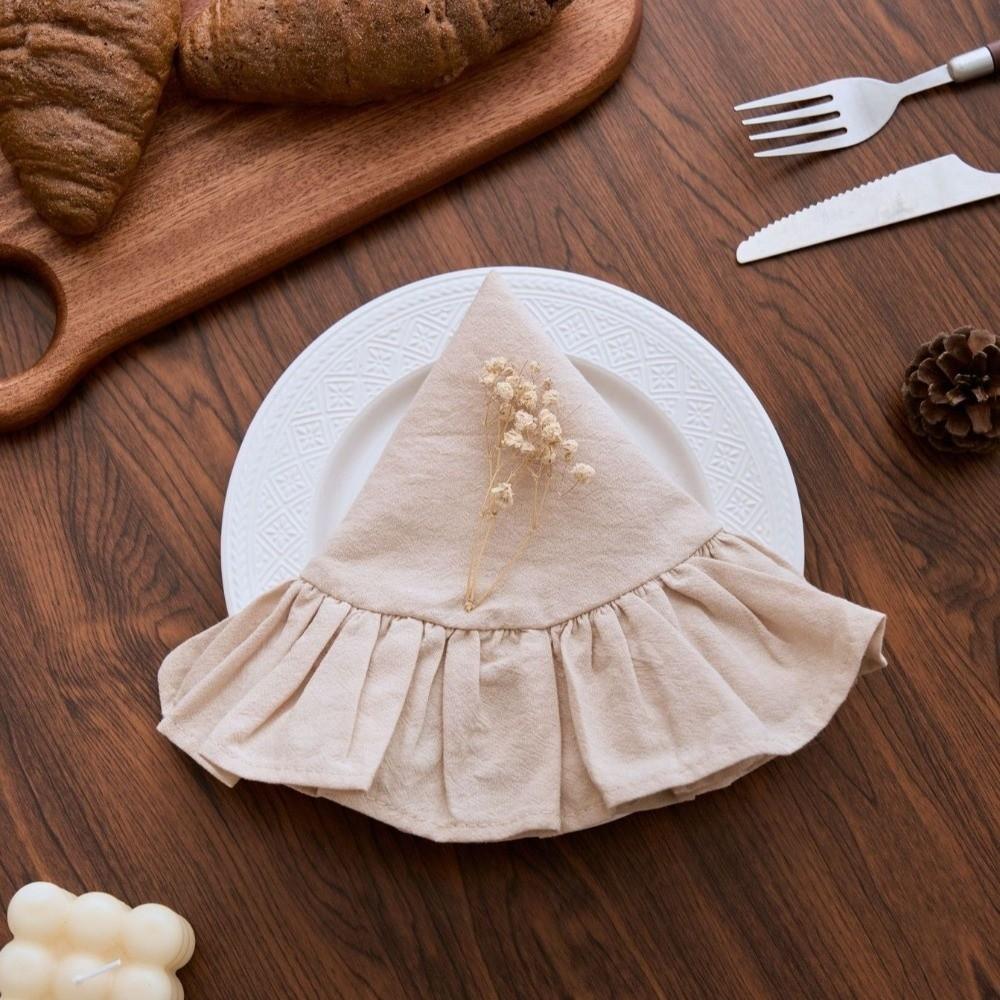 Solid Color Ruffled Placemat Cotton Table Napkin Cloth Practical Round Napkin  Dining Table