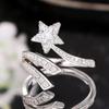 Huitan Star Finger Rings for Women Resizable Band Silver Color Sparkling Cubic Zirconia Exquisite Female Rings Jewelry