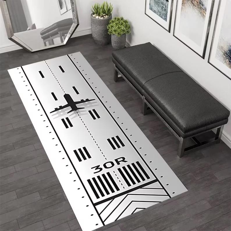 Lodestar Unisex Runway Rug Airport Runway Rug For Airlines Rug Aircraft Rug Planelover Rug Airportground Rug Game Rug Runway Number