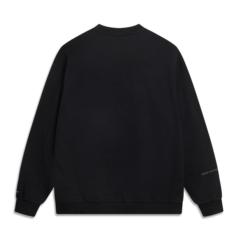 Li Ning CF Loose Fit Simple Letter Print Comfortable Versatile Crew Neck Long Sleeve Sweatshirt Men sweatshirt AWDVF63-4