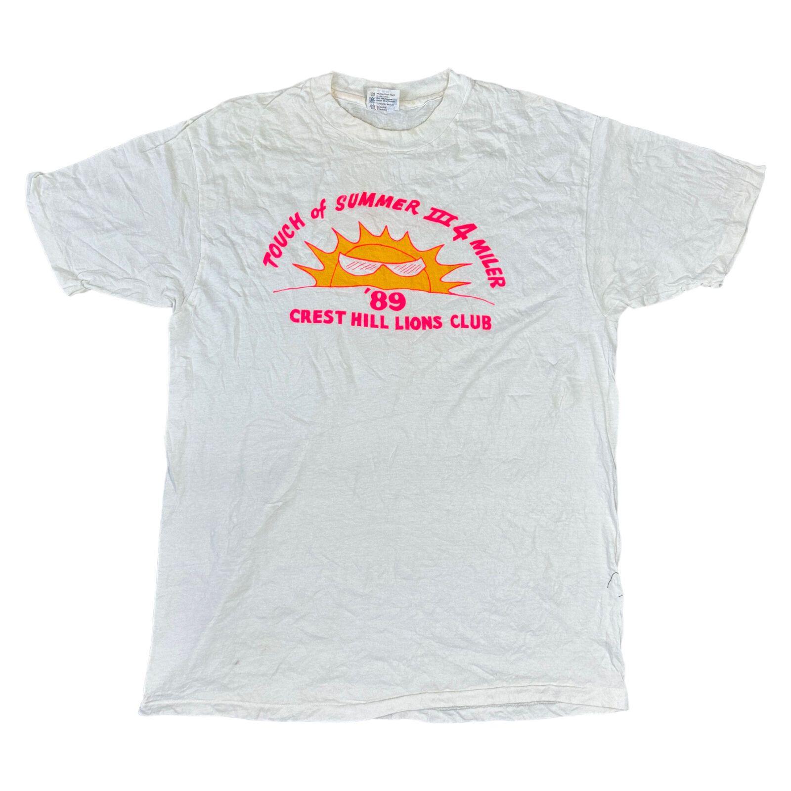 

Vintage Hanes Single Stitch T-Shirt Mens Womens Tees Top Graphic Print USA 1989 White Mens L