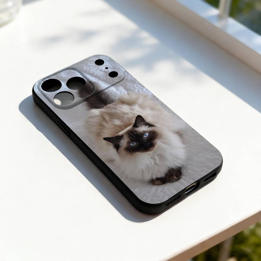 

Забавные сиамские кошки Милый чехол для телефона для iPhone 17,16,15,14,13,12,11,Pro,Max,Plus,E,SE4,Air,Mini Черный Точное совпадение отверстий iPhone17pro
