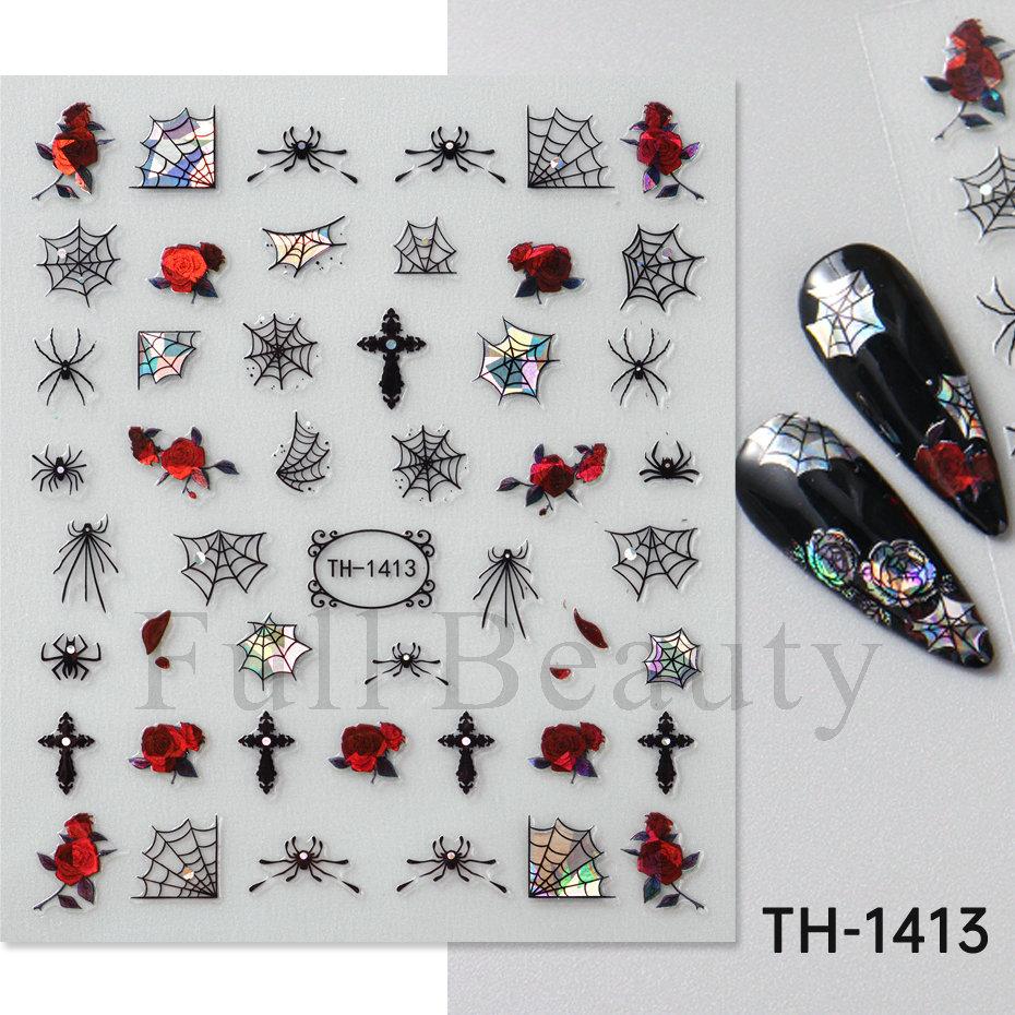 Nail Art Sticker Diablo Series European And American Halloween Laser Spider Scorpion Thin Fortitude Back Glue Nail Sticker
