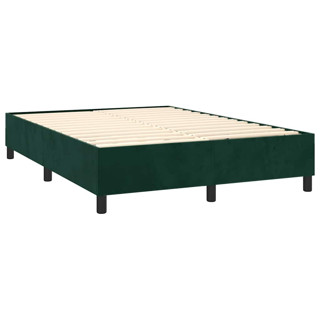 Box Spring Bed with Mattress Dark Green 140x190 cm Velvet