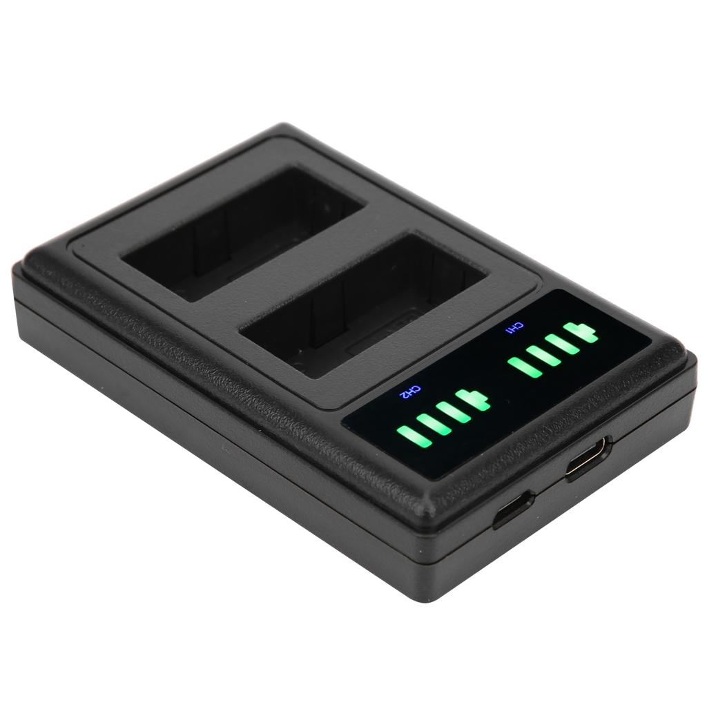 Micro TypeC Dual Port Camera Double Display Dual Dock Charger for BLN1 Battery Black