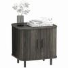 Nightstand with Sliding Doors and Metal Legs Grey