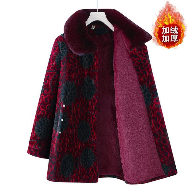 Middle-aged Women's New Grandma Winter Mink Coat Cotton-padded Mother Women's Fleece Coat Thickened Old Lady