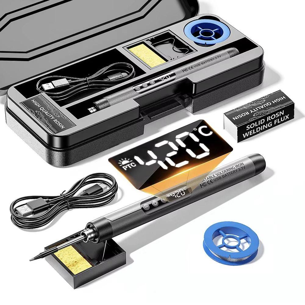 מלחם דיגיטלי אלחוטי USB טמפרטורה מתכווננת 260-420°C Type-C סוללה 1000mAh כלי מלחם הלחמה חכם