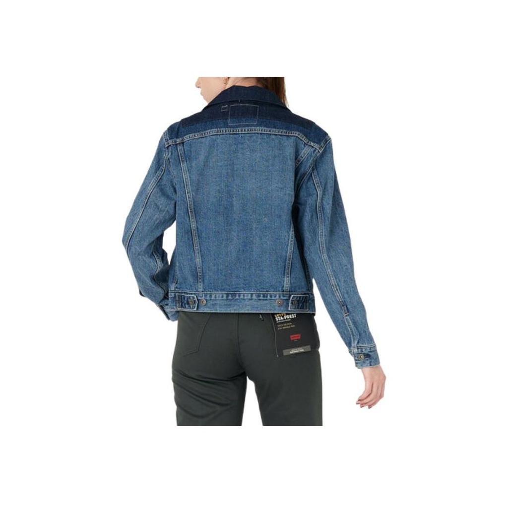 Levis FW22 Color Block Lapel Single-Breasted Casual Denim Jacket Women jackets Blue A0324-0005