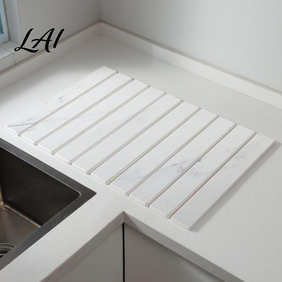 Foldable Kitchen Sink Organizer Diatomaceous Dish Drying Mat Collapsible Absorbent Drain Pad Large Capacity Rack Heat Resistant Multipurpose