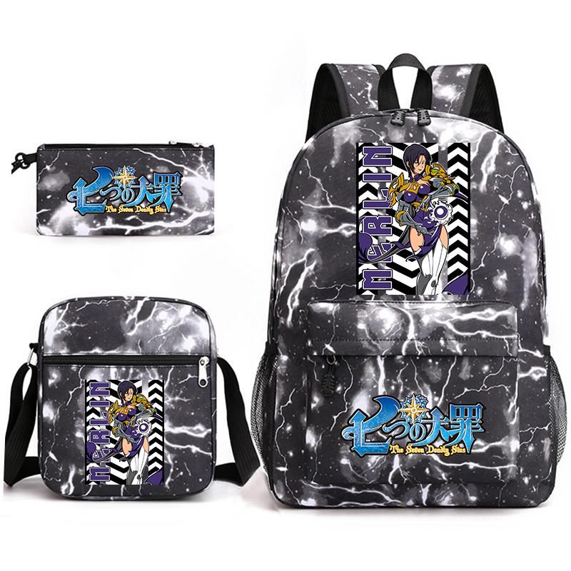 Anime The Seven Deadly Sins School Backpack Set with Shoulder Bag Pencil Case for Kids Teens Daily Bookbag