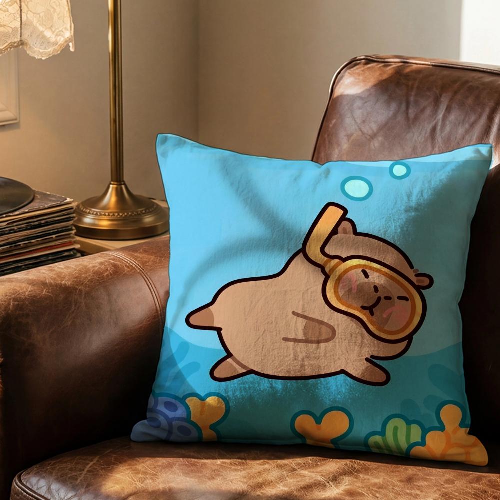 Cute pet Kapibala Cushion Cover Soft & Easy-Wash Pillow Case – Versatile for Couch, Bed, Travel and Office 30cmx30cm