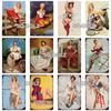 [SQ-DGLZ] Pinup Girl Plakette Metall Vintage Bar Möbel Teller Garagenschild Vintage Deko Man Cave Dekoration Geschenk