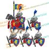 N501U-504U Medieval Castle Knight Building Blocks Figures Four Side UV Printing King Warhorse Weapons Accessories Toys Kid Gifts