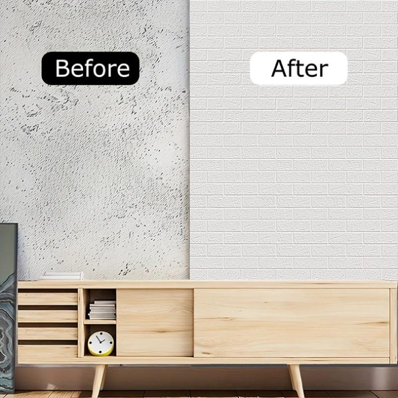 70cmX1m Waterproof Self-adhesive 3D Brick Patterned Wallpaper with Solid Color for Living Room Wall Stickers