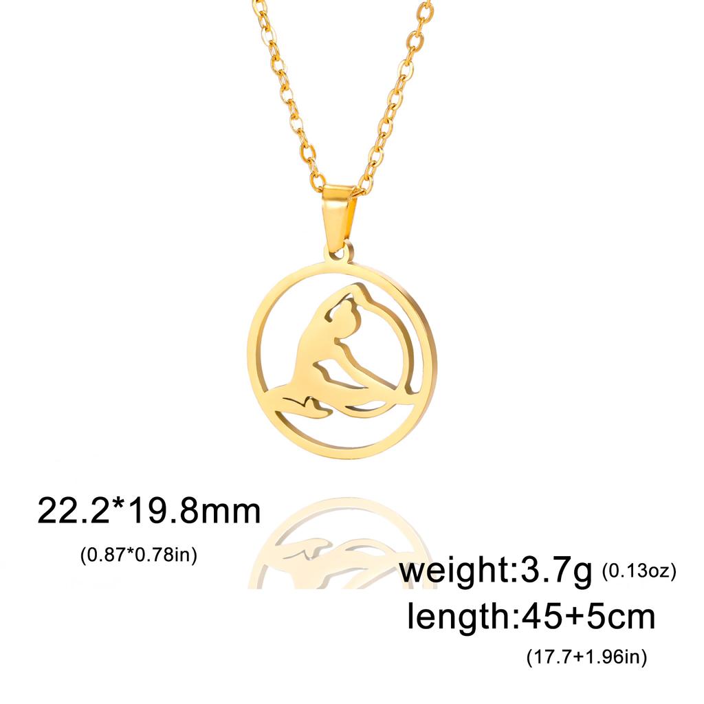 Teamer Gymnast Stainless Steel Necklace for Women Artistic Gymnastics Round Pendant Chian Choker Athlete Jewelry Birthday Gifts