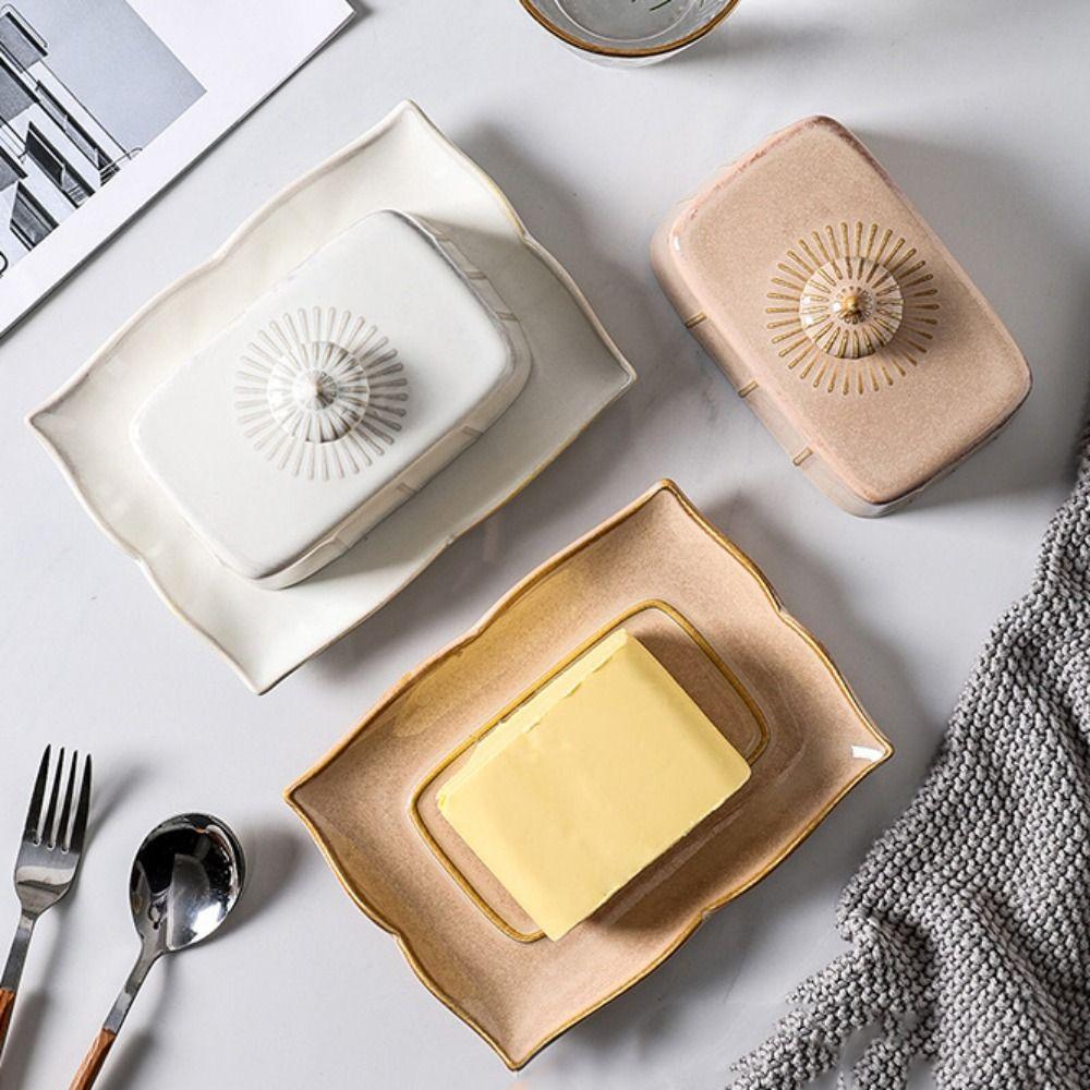 Exquisite Butter Tray Rectangular Cheese Fresh-keeping Box Baking Tools Butter Dish  Hotel