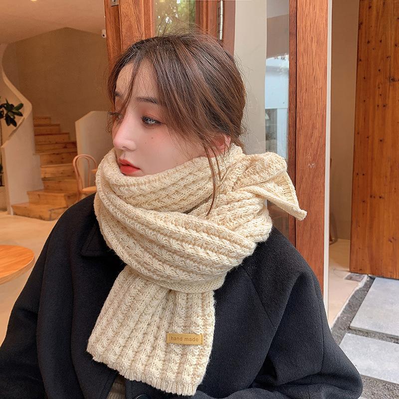 Korean Scarves For Women Men In Autumn And Winter Thickened Thermal Knitted Scarf Unisex Scarf Long Size Warmer Scarves Gifts