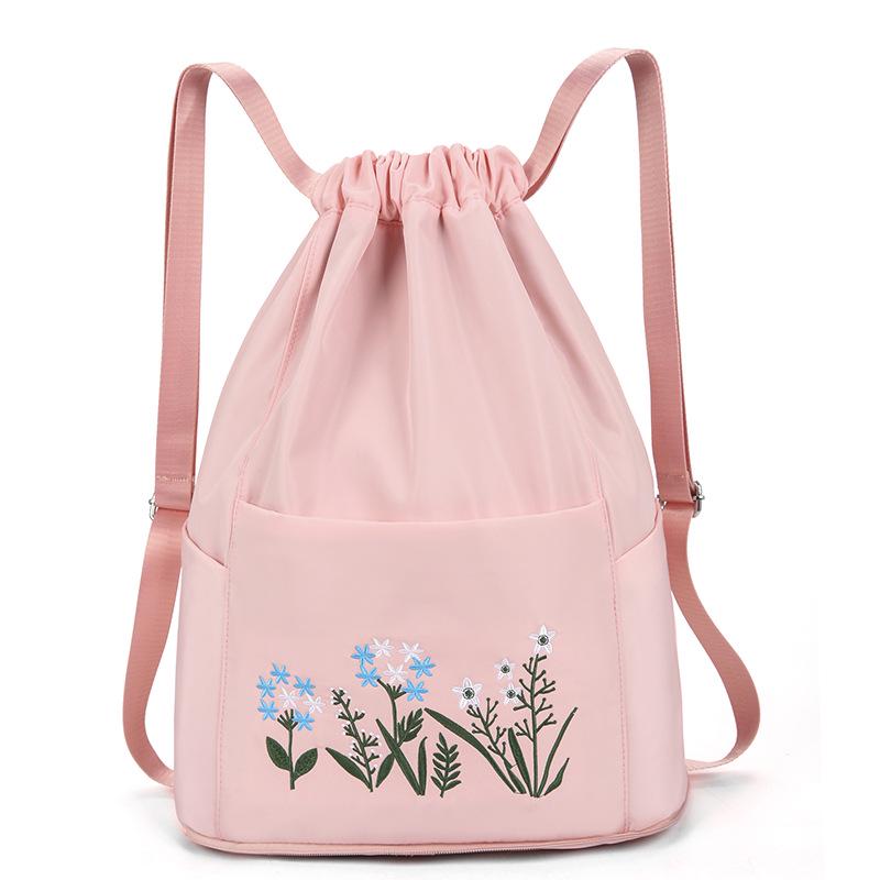 Casual Embroidered Folding Gym Backpack - Large Capacity, Wet/Dry Compartments, Ideal for Short Trips and Sports.