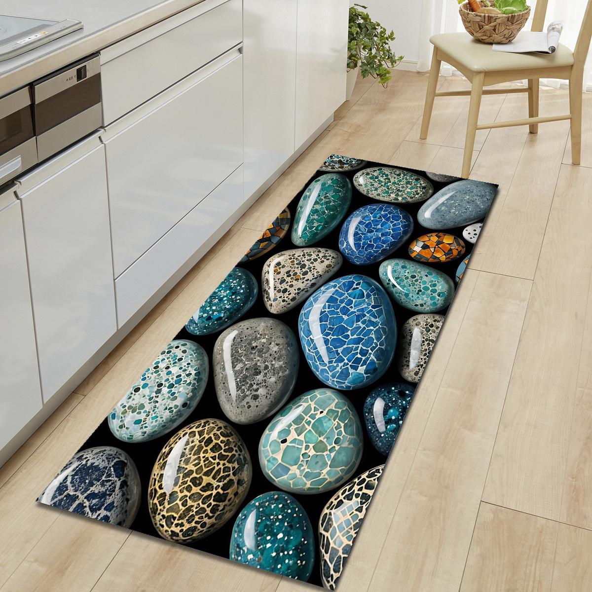 

1 шт. Коврик для пола с галькой Современный кухонный полиэстеровый коврик Нескользящий Красочный ковер для помещений, Для дома Ванной Комнаты Спальни Гостиной Декора 50*80cm