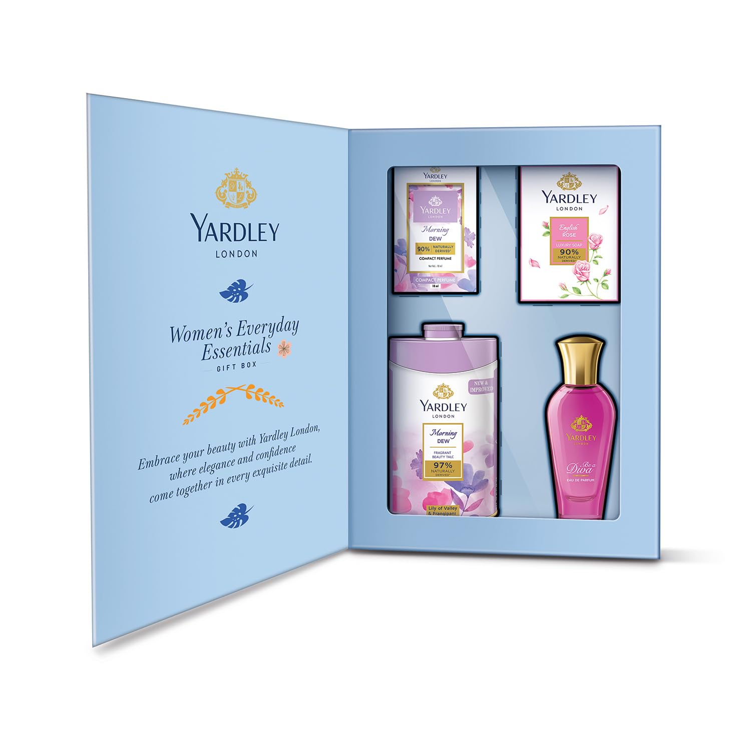 

Yardley London Роскошный Подарочный Набор Предметов Первой Необходимости на Каждый День для Женщин Мыло Парфюм Тальк Компактный Набор