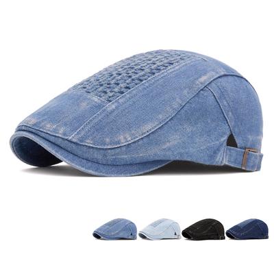 Autumn Denim Forward Cap Women's Beret Painter's Cap British Duck Tongue Men Newsboy Cap